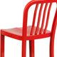 Red |#| 30inch High Red Metal Indoor-Outdoor Barstool with Vertical Slat Back