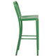 Green |#| 30inch High Green Metal Indoor-Outdoor Barstool with Vertical Slat Back