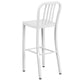 White |#| 30inch High White Metal Indoor-Outdoor Barstool with Vertical Slat Back