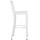 White |#| 30inch High White Metal Indoor-Outdoor Barstool with Vertical Slat Back