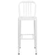 White |#| 30inch High White Metal Indoor-Outdoor Barstool with Vertical Slat Back