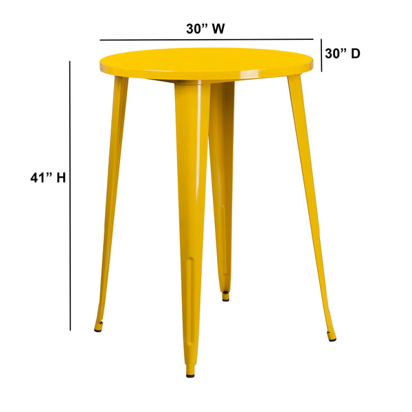 Orange |#| 30inch Round Orange Metal Indoor-Outdoor Bar Height Table - Industrial Table