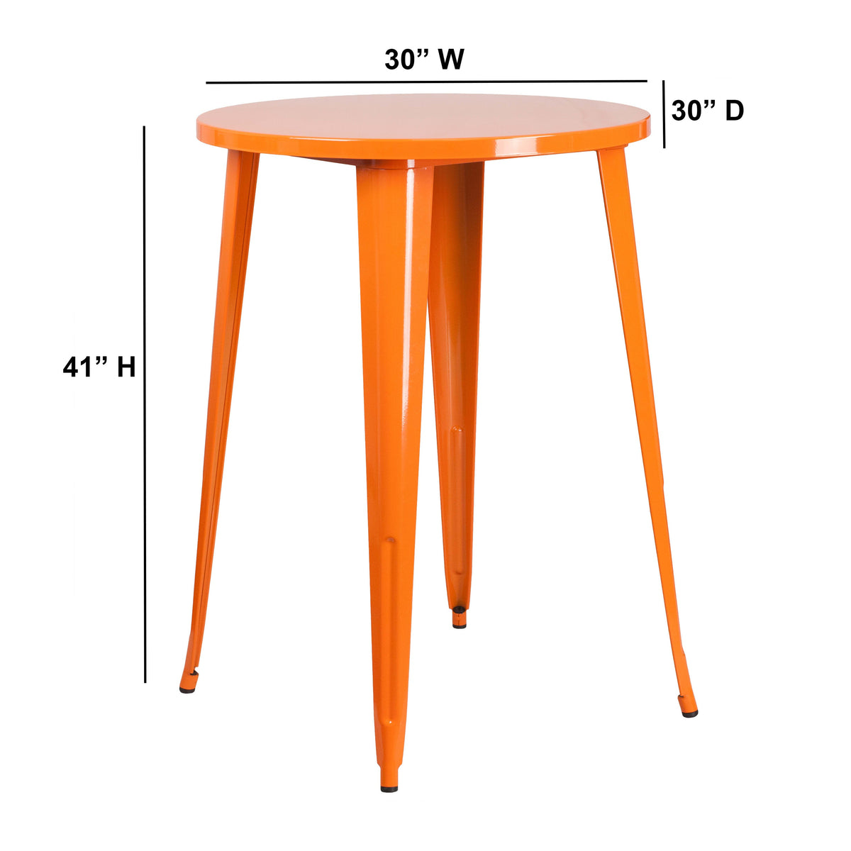 Orange |#| 30inch Round Orange Metal Indoor-Outdoor Bar Height Table - Industrial Table