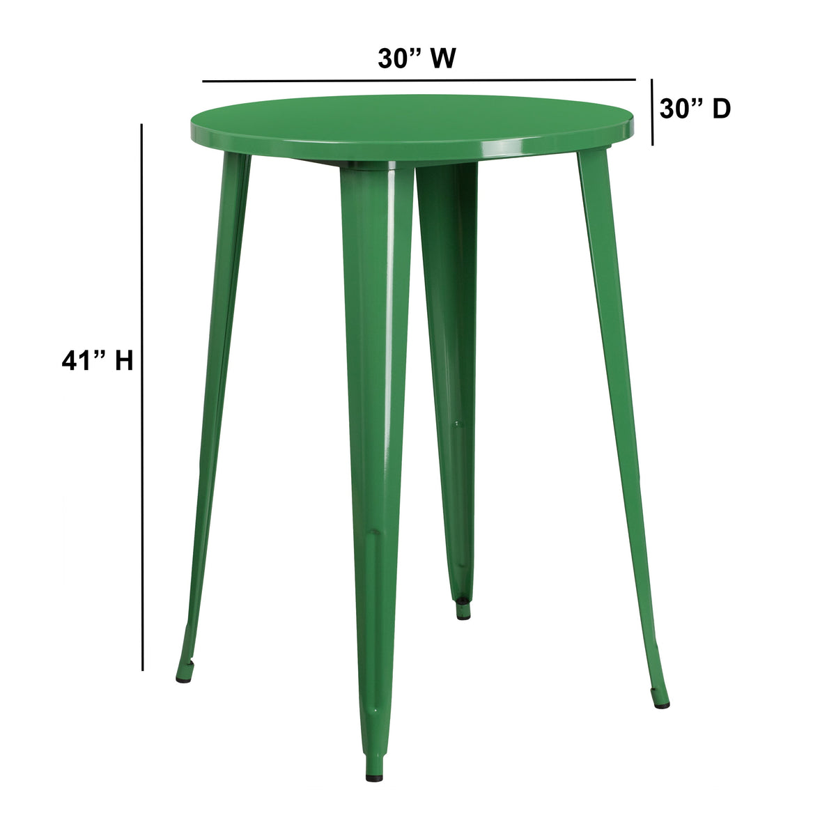 Green |#| 30inch Round Green Metal Indoor-Outdoor Bar Height Table - Industrial Table