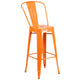 Orange |#| 30inch Round Orange Metal Indoor-Outdoor Bar Table Set with 2 Cafe Stools