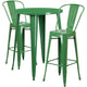 Green |#| 30inch Round Green Metal Indoor-Outdoor Bar Table Set with 2 Cafe Stools