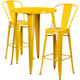 Yellow |#| 30inch Round Yellow Metal Indoor-Outdoor Bar Table Set with 2 Cafe Stools