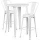 White |#| 30inch Round White Metal Indoor-Outdoor Bar Table Set with 2 Cafe Stools