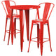 Red |#| 30inch Round Red Metal Indoor-Outdoor Bar Table Set with 2 Cafe Stools