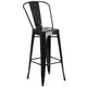 Black |#| 30inch Round Black Metal Indoor-Outdoor Bar Table Set with 2 Cafe Stools