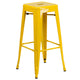 Yellow |#| 30inch Round Yellow Metal Indoor-Outdoor Bar Table Set with 2 Backless Stools