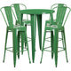 Green |#| 30inch Round Green Metal Indoor-Outdoor Bar Table Set with 4 Cafe Stools