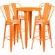 Orange |#| 30inch Round Orange Metal Indoor-Outdoor Bar Table Set with 4 Cafe Stools