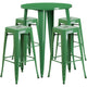 Green |#| 30inch Round Green Metal Indoor-Outdoor Bar Table Set with 4 Backless Stools