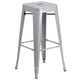 Silver |#| 30inch Round Silver Metal Indoor-Outdoor Bar Table Set with 4 Backless Stools