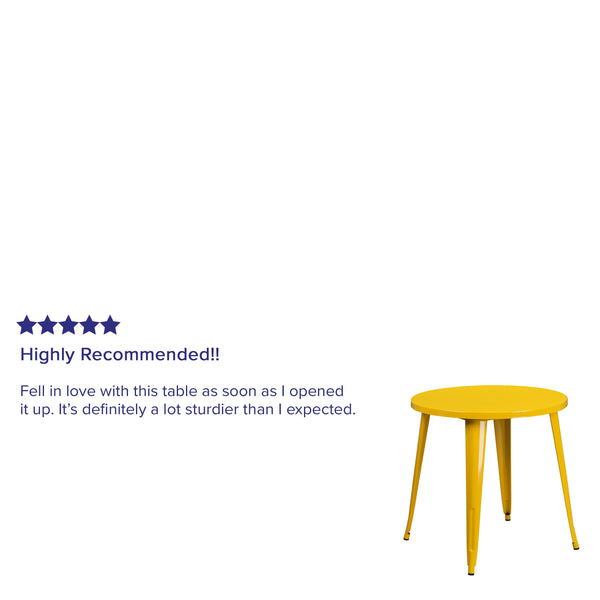 Yellow |#| 30inch Round Yellow Metal Indoor-Outdoor Table - Restaurant Furniture