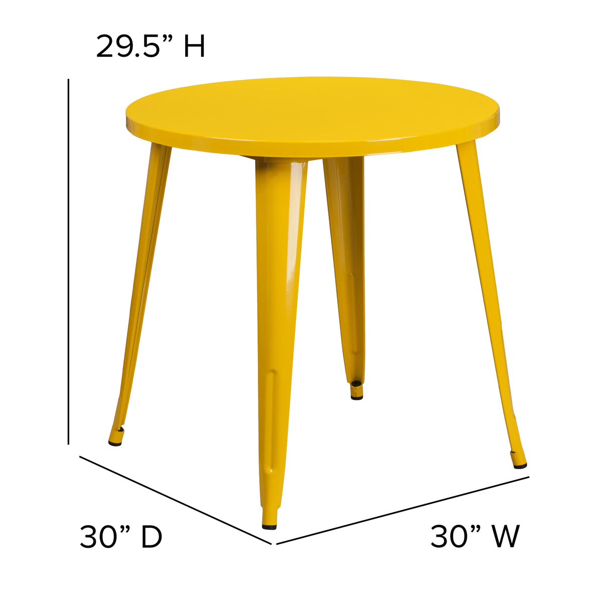 Yellow |#| 30inch Round Yellow Metal Indoor-Outdoor Table - Restaurant Furniture