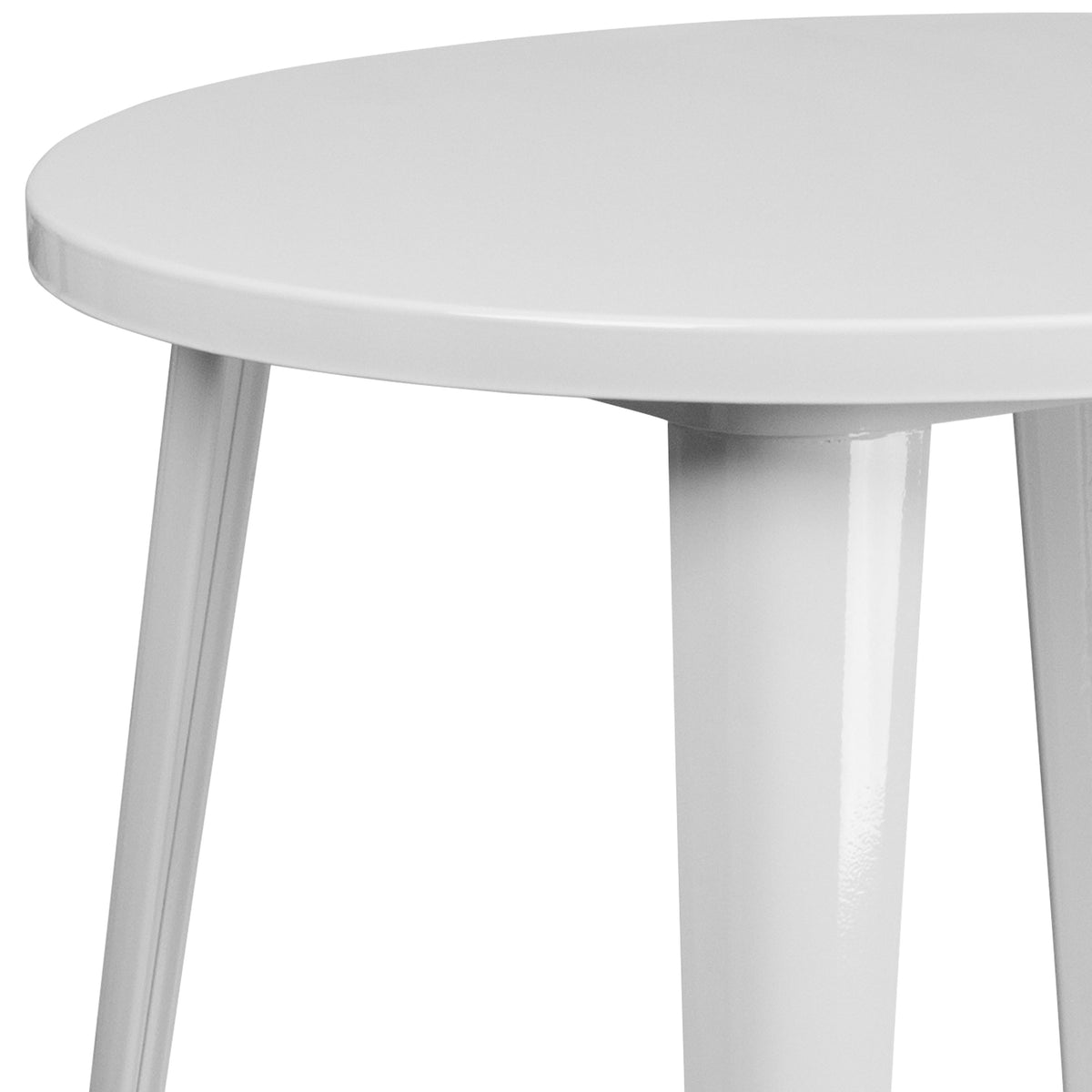 White |#| 30inch Round White Metal Indoor-Outdoor Table - Restaurant Furniture