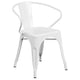 White |#| 30inch Round White Metal Indoor-Outdoor Table Set with 2 Arm Chairs