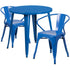 Commercial Grade 30" Round Metal Indoor-Outdoor Table Set with 2 Arm Chairs