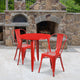 Red |#| 30inch Round Red Metal Indoor-Outdoor Table Set with 2 Cafe Chairs