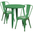 Commercial Grade 30" Round Metal Indoor-Outdoor Table Set with 2 Cafe Chairs