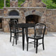 Black |#| 30inch Round Black Metal Indoor-Outdoor Table Set with 2 Vertical Slat Back Chairs