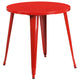 Red |#| 30inch Round Red Metal Indoor-Outdoor Table Set with 2 Vertical Slat Back Chairs