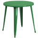 Green |#| 30inch Round Green Metal Indoor-Outdoor Table Set with 2 Vertical Slat Back Chairs