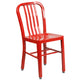 Red |#| 30inch Round Red Metal Indoor-Outdoor Table Set with 2 Vertical Slat Back Chairs