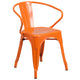 Orange |#| 30inch Round Orange Metal Indoor-Outdoor Table Set with 4 Arm Chairs