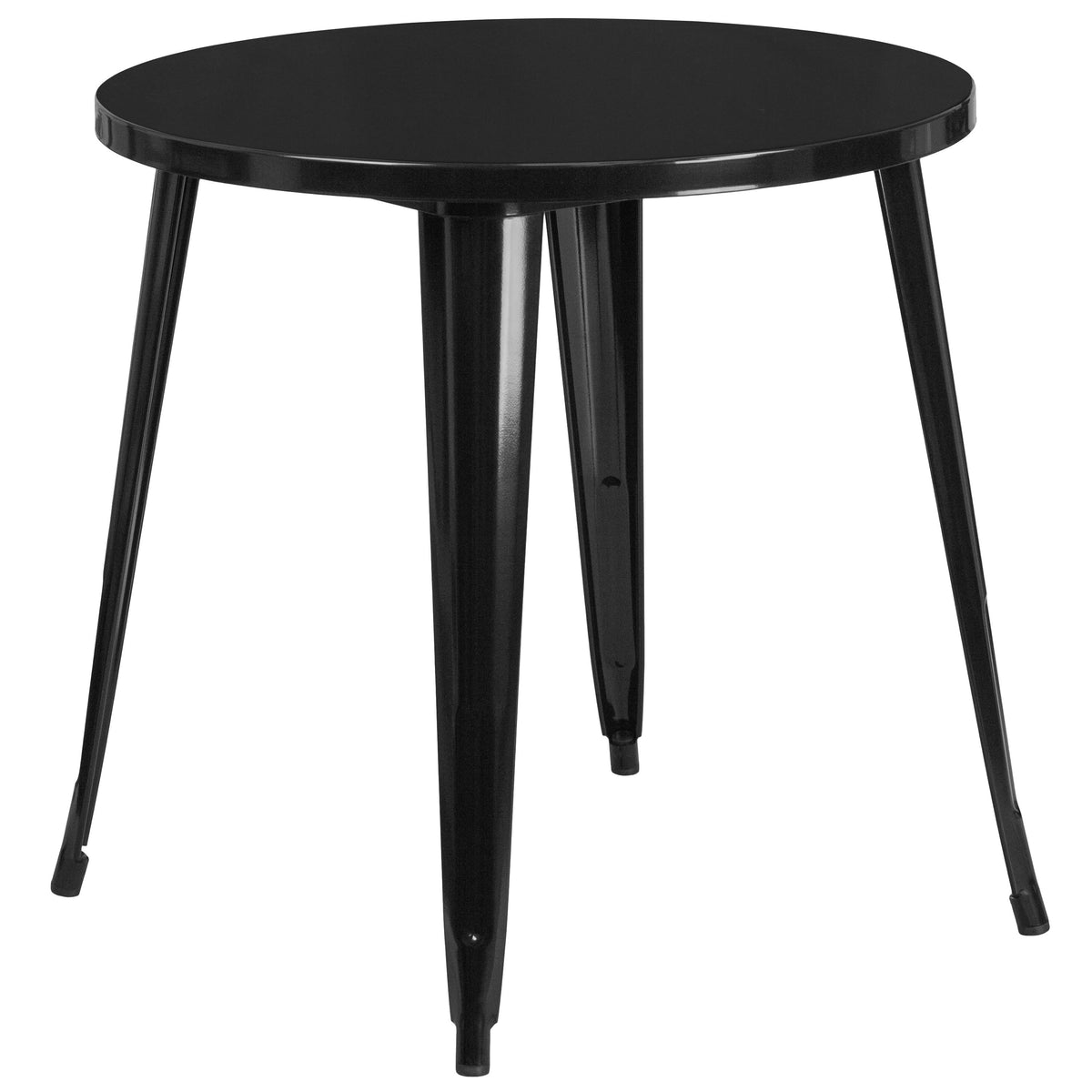 Black |#| 30inch Round Black Metal Indoor-Outdoor Table Set with 4 Arm Chairs