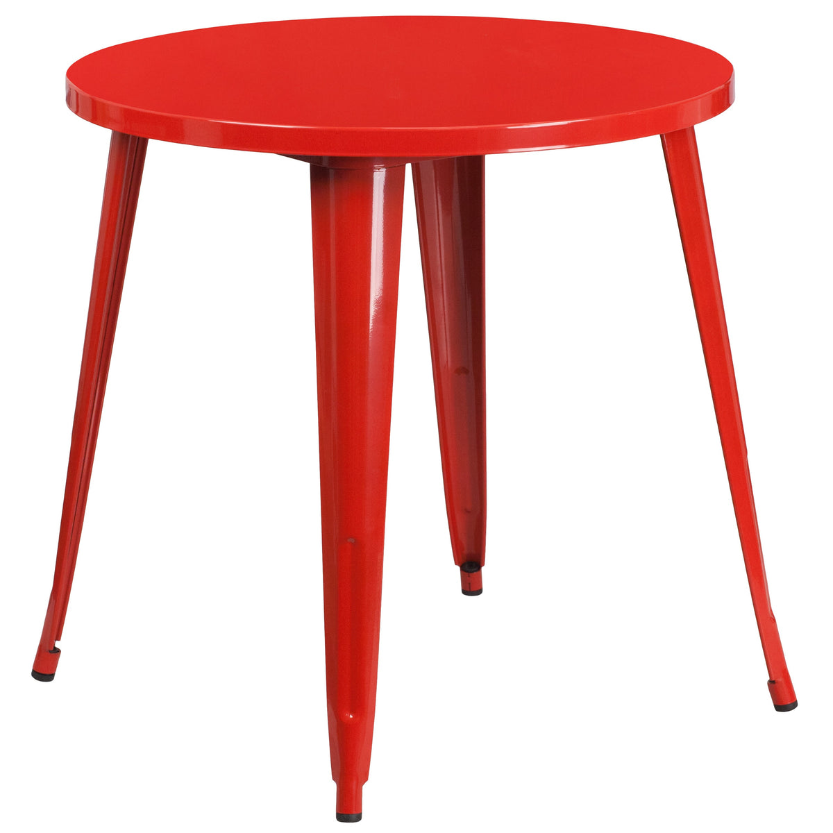Red |#| 30inch Round Red Metal Indoor-Outdoor Table Set with 4 Arm Chairs