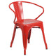 Red |#| 30inch Round Red Metal Indoor-Outdoor Table Set with 4 Arm Chairs