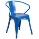 Blue |#| 30inch Round Blue Metal Indoor-Outdoor Table Set with 4 Arm Chairs