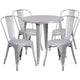 Silver |#| 30inch Round Silver Metal Indoor-Outdoor Table Set with 4 Cafe Chairs