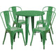Green |#| 30inch Round Green Metal Indoor-Outdoor Table Set with 4 Cafe Chairs