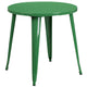 Green |#| 30inch Round Green Metal Indoor-Outdoor Table Set with 4 Cafe Chairs