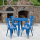 Blue |#| 30inch Round Blue Metal Indoor-Outdoor Table Set with 4 Cafe Chairs