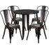 Commercial Grade 30" Round Metal Indoor-Outdoor Table Set with 4 Cafe Chairs