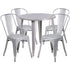 Commercial Grade 30" Round Metal Indoor-Outdoor Table Set with 4 Cafe Chairs