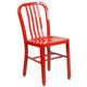 Red |#| 30inch Round Red Metal Indoor-Outdoor Table Set with 4 Vertical Slat Back Chairs