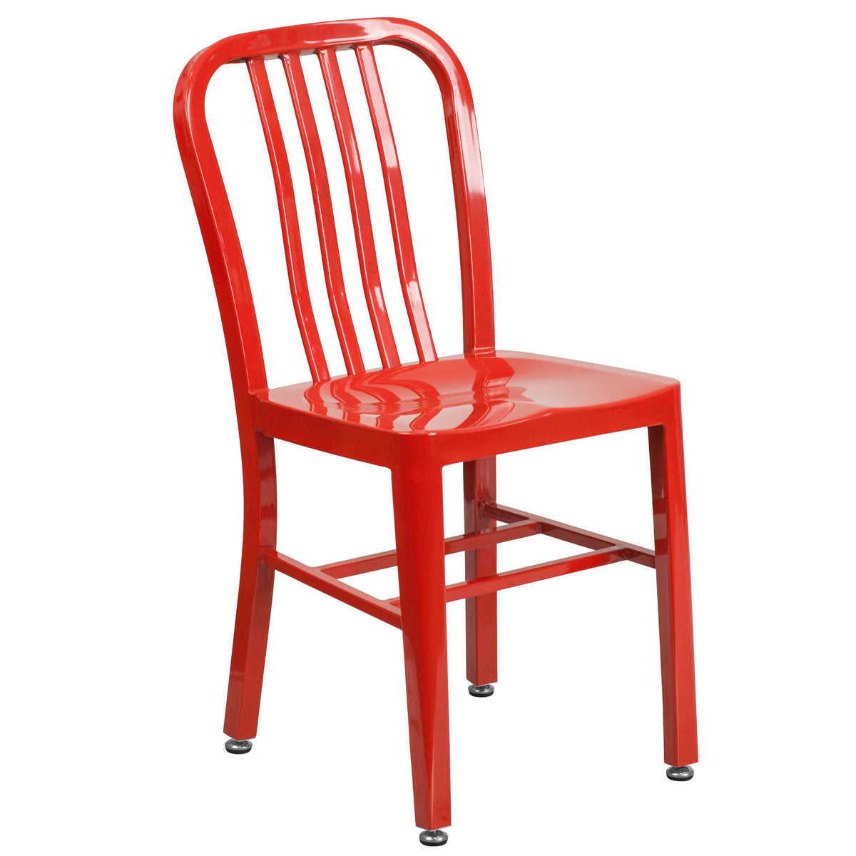 Red |#| 30inch Round Red Metal Indoor-Outdoor Table Set with 4 Vertical Slat Back Chairs