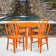 Orange |#| 30inch Round Orange Metal Indoor-Outdoor Table Set with 4 Vertical Slat Back Chairs