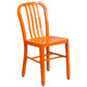 Orange |#| 30inch Round Orange Metal Indoor-Outdoor Table Set with 4 Vertical Slat Back Chairs