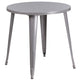 Silver |#| 30inch Round Silver Metal Indoor-Outdoor Table Set with 4 Vertical Slat Back Chairs