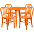 Commercial Grade 30" Round Metal Indoor-Outdoor Table Set with 4 Vertical Slat Back Chairs