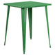 Green |#| 31.5inch Square Green Metal Indoor-Outdoor Bar Height Table - Café Table