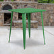 Green |#| 31.5inch Square Green Metal Indoor-Outdoor Bar Height Table - Café Table