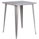 Silver |#| 31.5inch Square Silver Metal Indoor-Outdoor Bar Height Table - Café Table